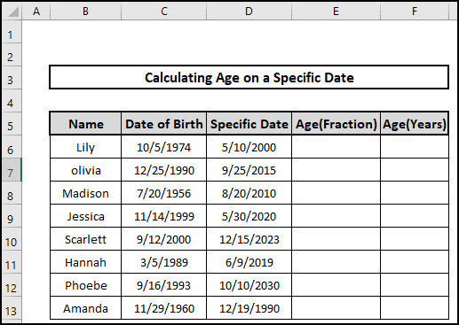 dataset age on a specific date formula