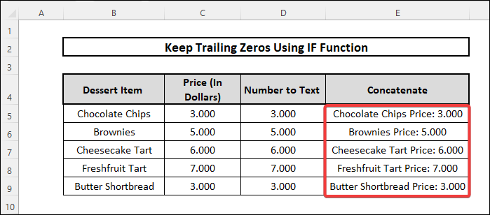 Convert Number to Text and Keep Trailing zeros in Excel by using IF Function