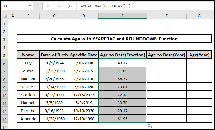 yearfrac result age on a specific date formula