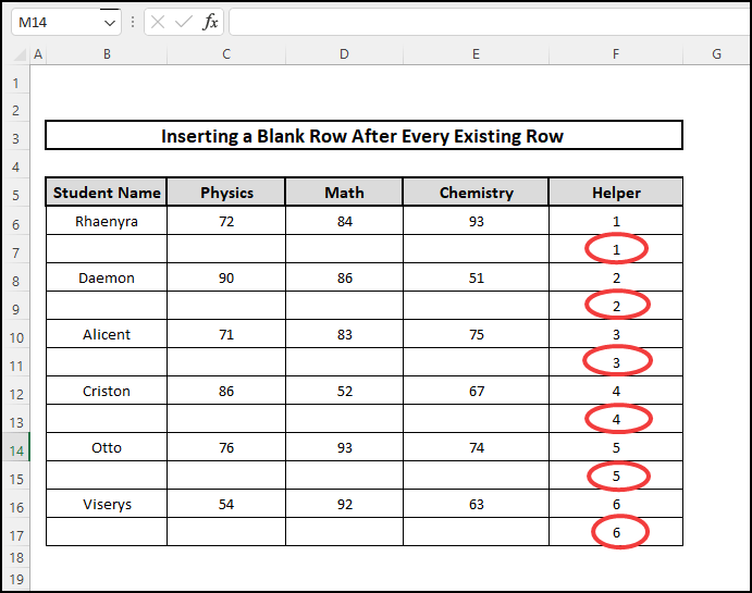 Inserted a row within a cell in excel with helper column