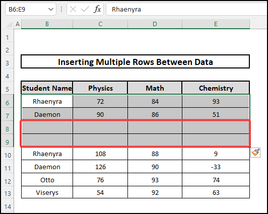 Inserting multiple rows