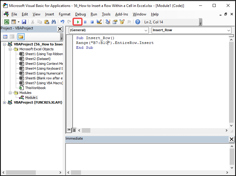 Insert multiple row within a cell using VBA