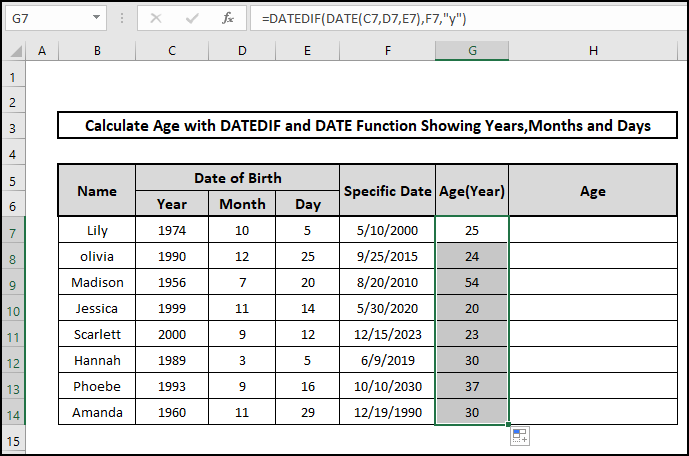 datedif date result age on a specific date formula