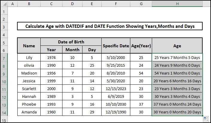 datedif ymd result age on a specific date formula