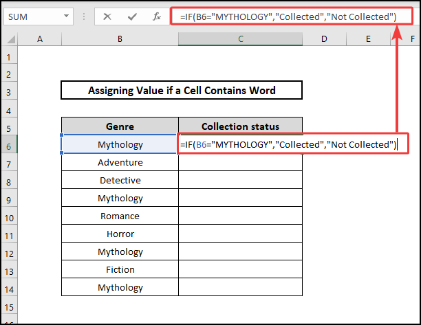 if function Assign Value If a Cell Contains Word