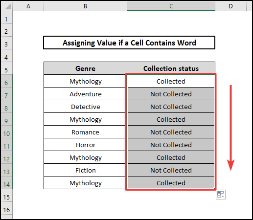 if function result Assign Value If a Cell Contains Word