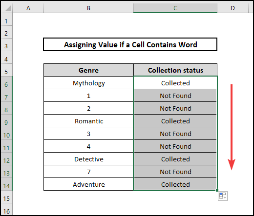 if istext result Assign Value If a Cell Contains Word