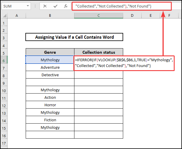 IFERROR IF VLOOKUP functions Assign Value If a Cell Contains Word