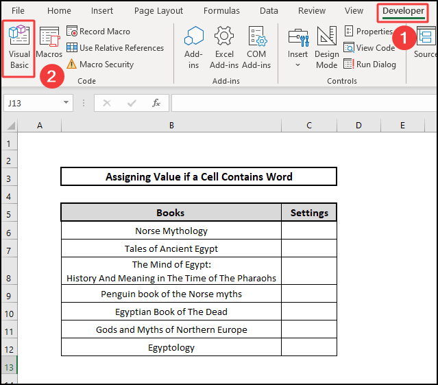 accessing visual basic Assign Value If a Cell Contains Word