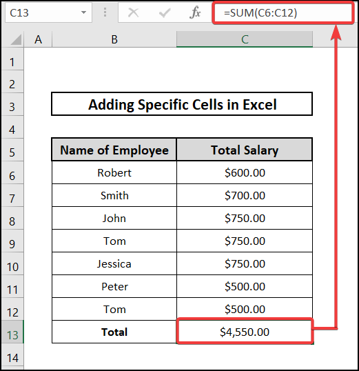 Summing up Specific Cells in Excel 