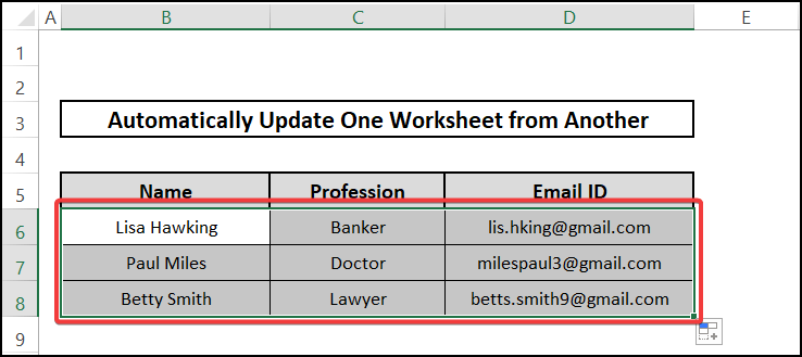 Workbook double click - automatically update one Excel worksheet from another sheet