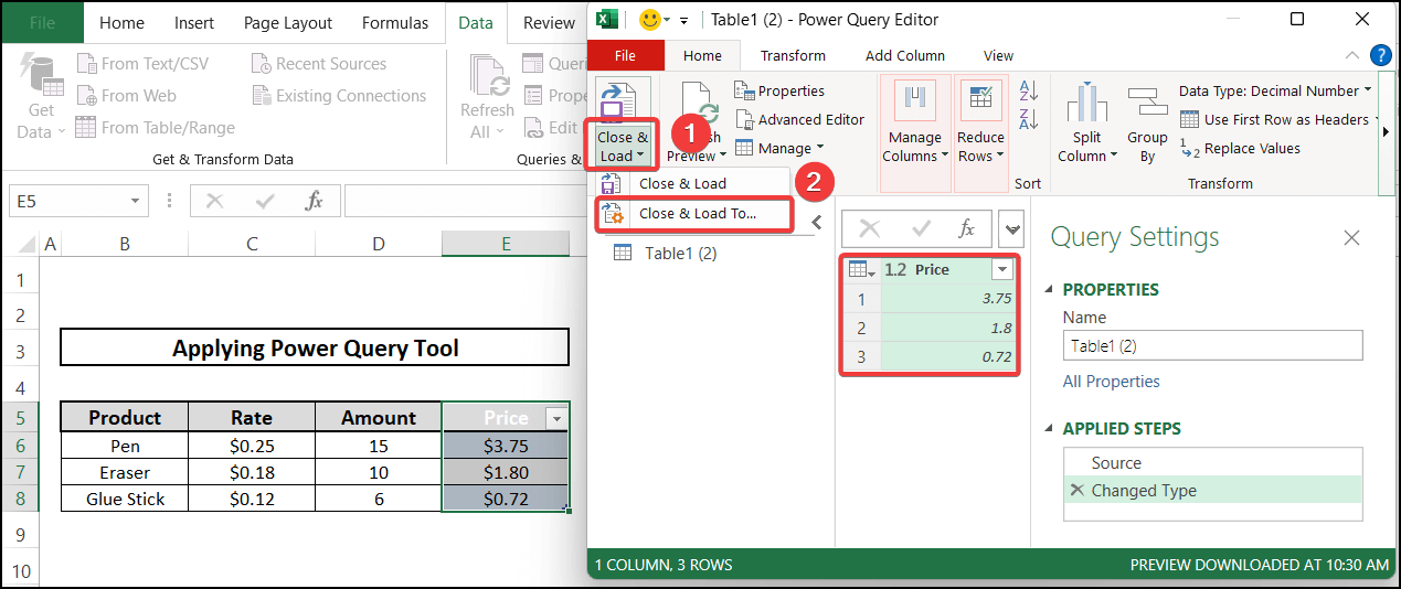 Power query - convert formula to value multiple cells