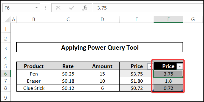 Power query table - convert formula to value multiple cells
