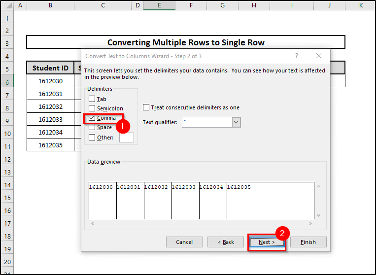 Utilizing TEXTJOIN Function Convert Multiple Rows to a Single Row in Excel