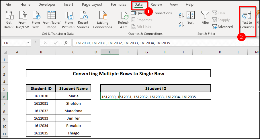 Convert Multiple Rows to a Single Row in Excel Applying Ampersand Sign