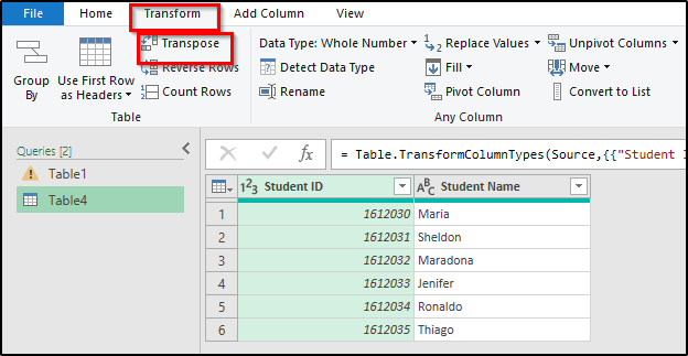 Convert Multiple Rows to a Single Row in Excel Implementing Power Query