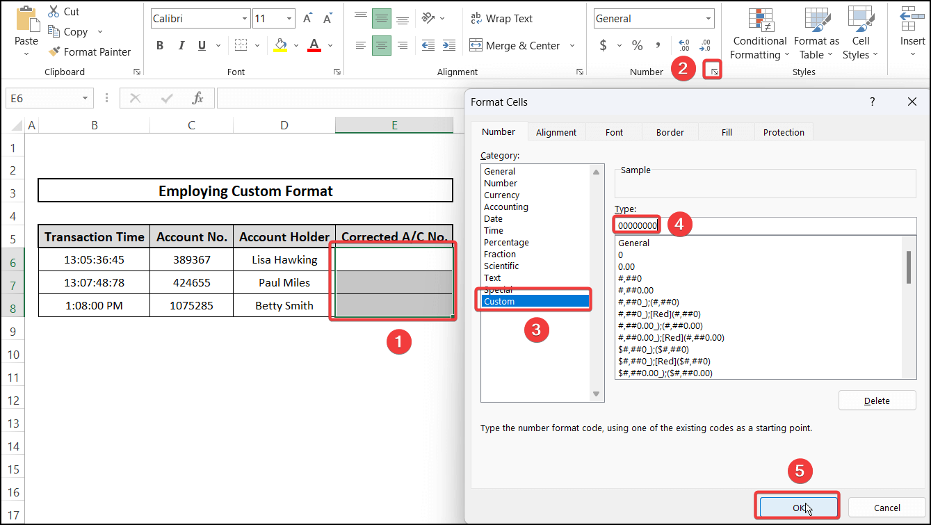 Custom format - convert number to text with leading zeros