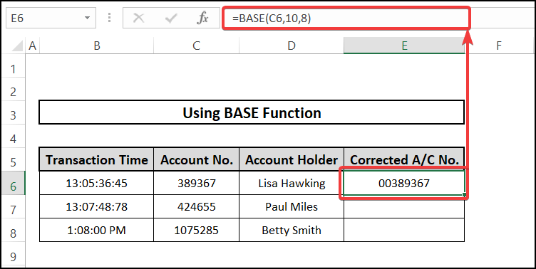 BASE function - convert number to text with leading zeros