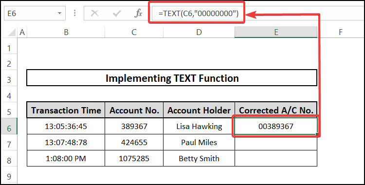 TEXT function - convert number to text with leading zeros