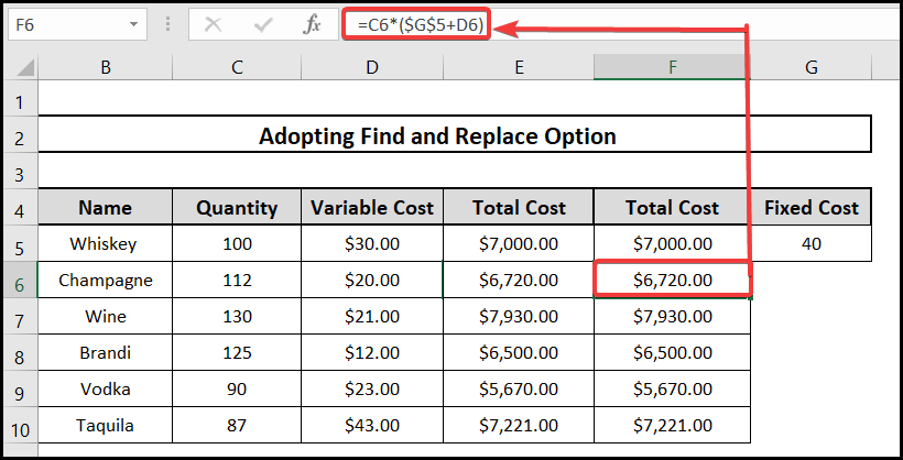 result of find and replace formula to copy formula down without incrementing in excel.