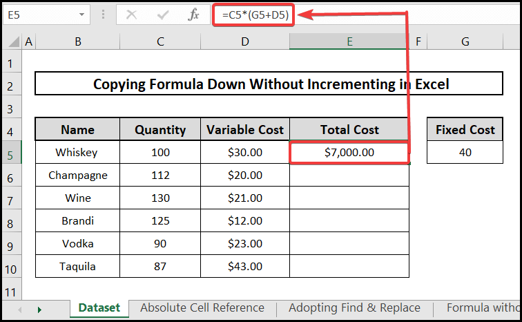 simple method to copy formula down