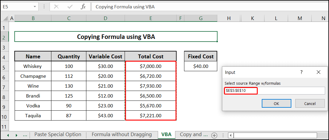 copying formula using VBA