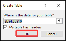 create table box of power query method