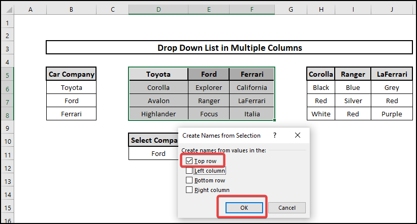 Create Drop-Down List in Multiple Columns in Excel Using dependent Drop-Down List