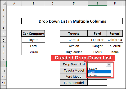 Generating Independent Drop-Down List to to Create Drop Down List in Multiple Columns 