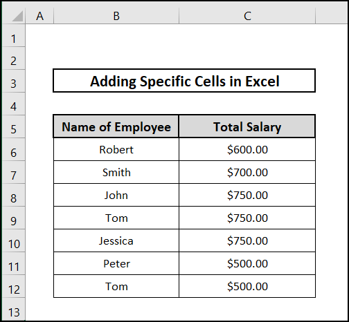Adding Specific Cells in Excel 