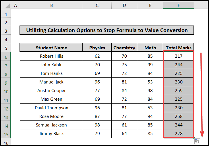 Stop Formula to Value Conversion 