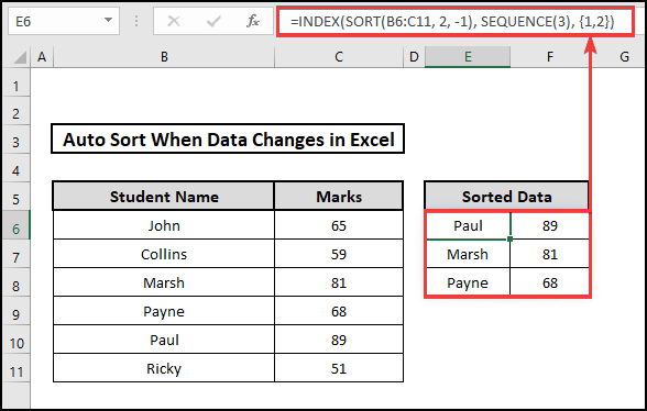 INDEX and SORT function to sort out 3 highest numbers.