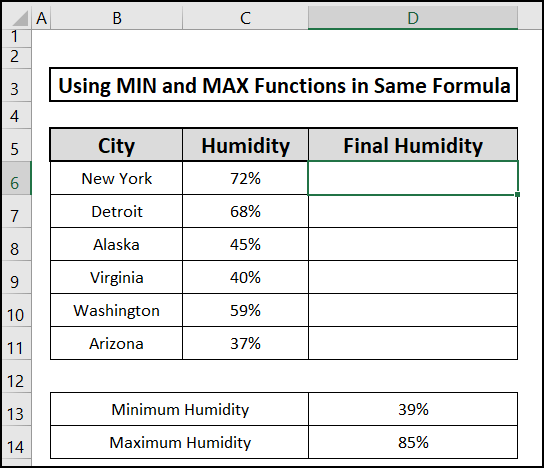 Dataset to Excel MIN and MAX in same formula