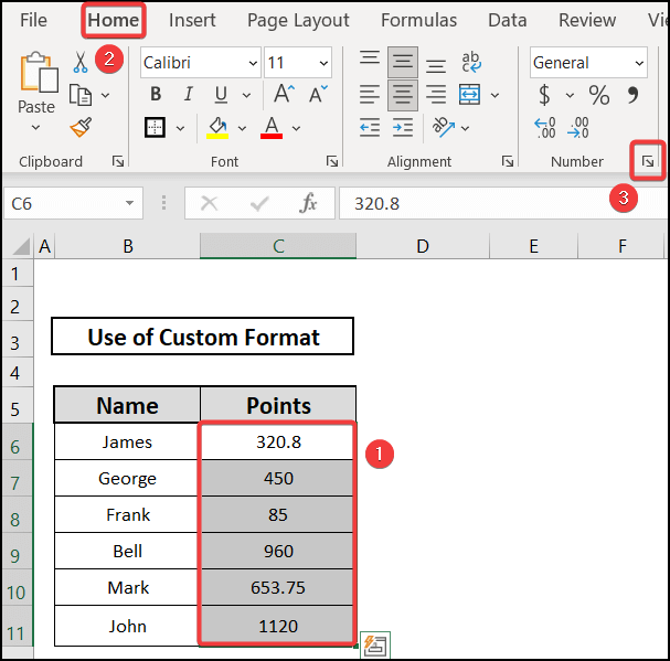 use of custom format to round decimal points