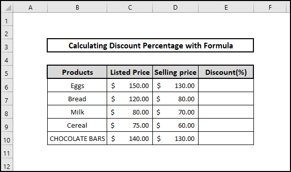dataset calculate discount percentage formula