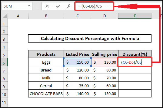 price difference formula in Bar calculate discount percentage formula 
