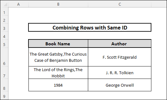 Combine Rows with Same ID in Excel by IF Function