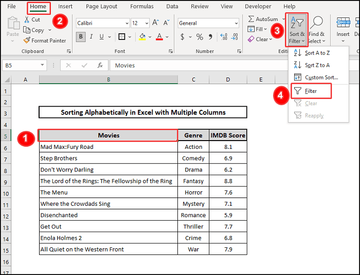 add filter sort alphabetically with multiple columns 