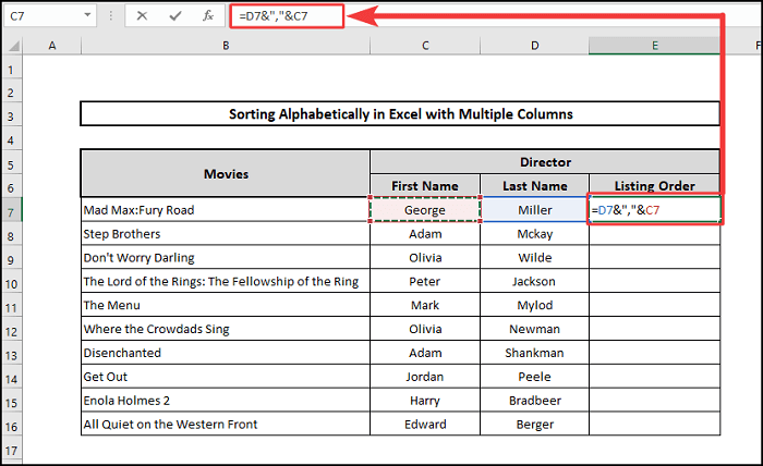 sort by last name formula sort alphabetically with multiple columns