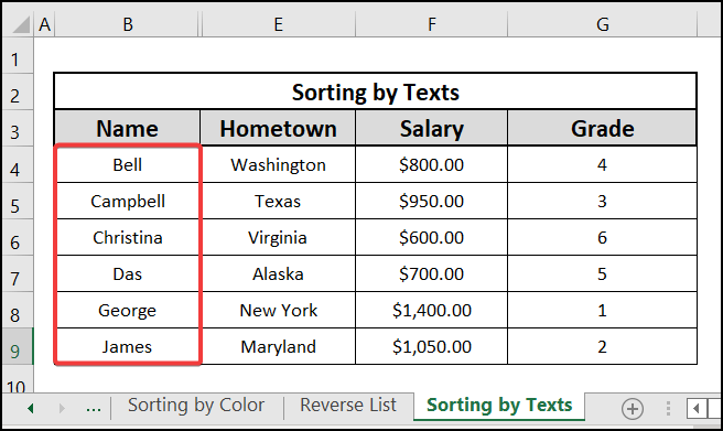 sorting by texts results to create custom sort list in Excel