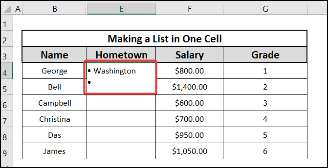 progress of making list in one cell