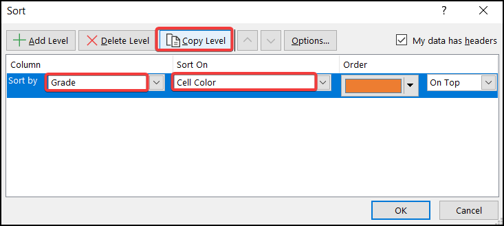 sort box of color to create custom sort list in Excel