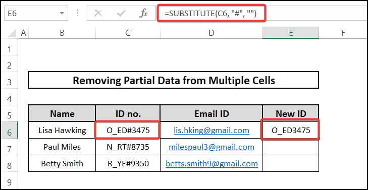 Specific character - removing partial data from multiple cells