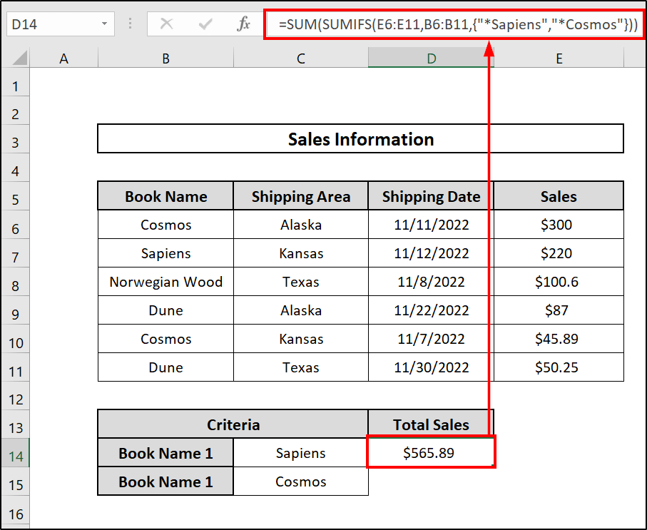 Use SUMIFS with Multiple Criteria in Same Column