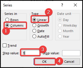 Series to fill down to the last row with data in Excel