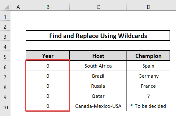 utilizing find and replace using asterisk wildcard in excel