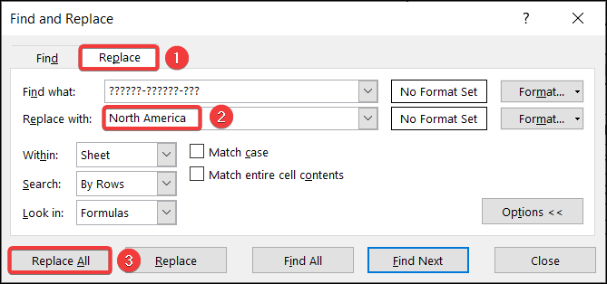 find and replace using question mark wildcard in excel