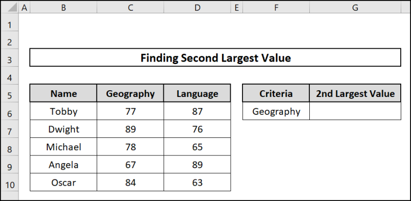 excel find second largest value with criteria 