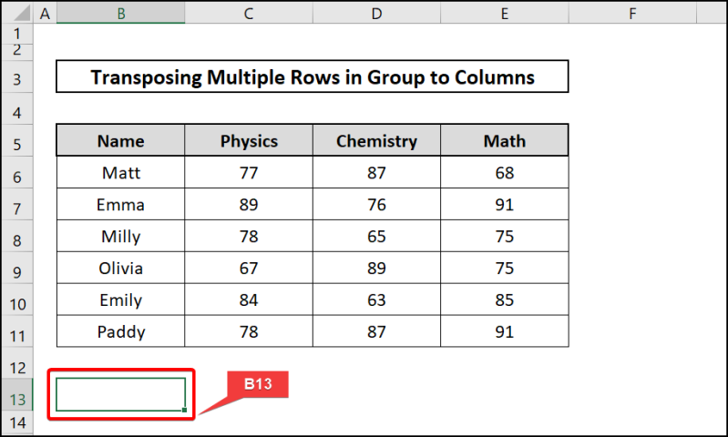 Cell selection-Excel transpose multiple rows in group to columns