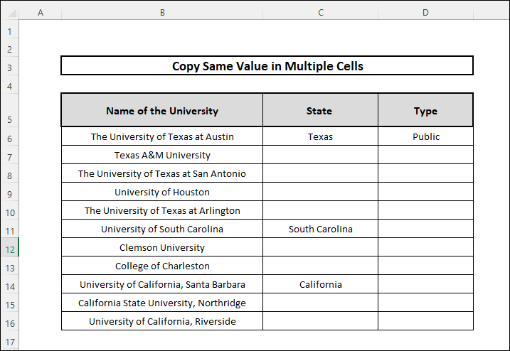 how to copy same value in multiple cells in excel sample datasheet